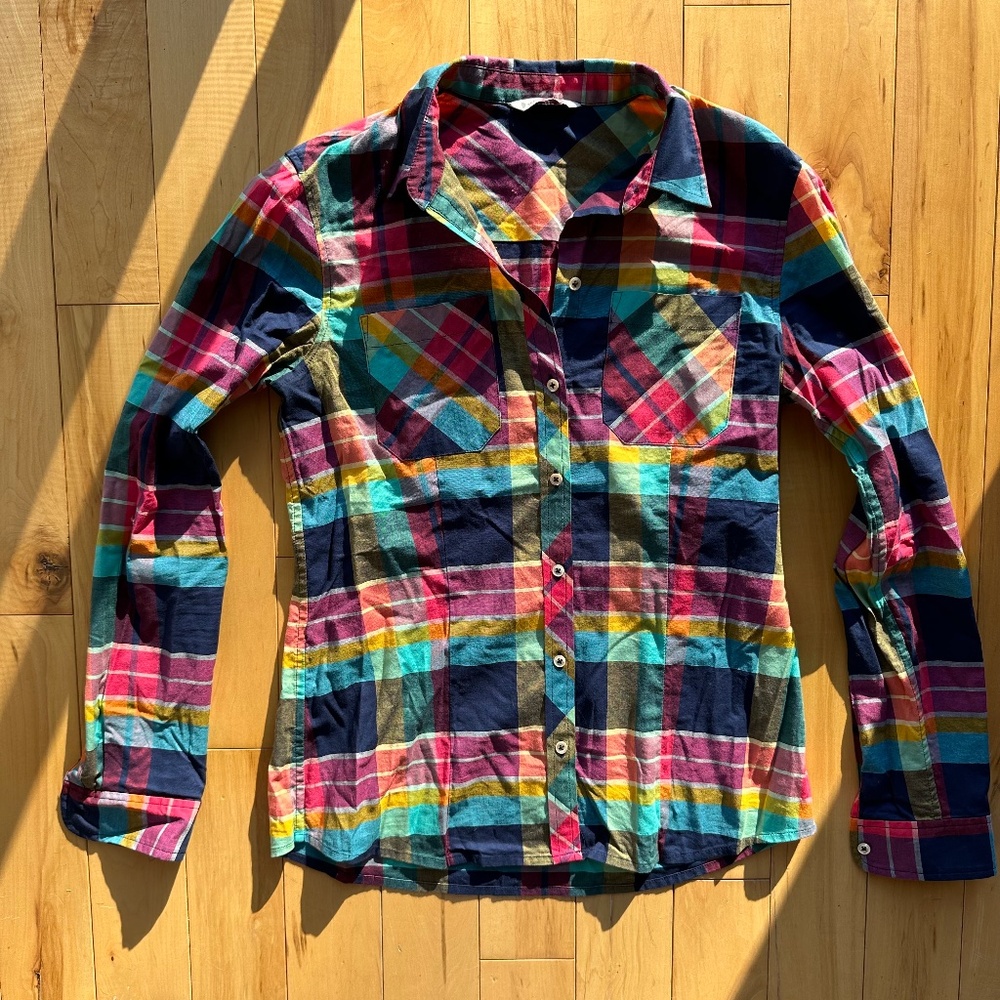 LL BEAN Signature womens Lightweight FLANNEL SHIRT PLAID Cotton‎